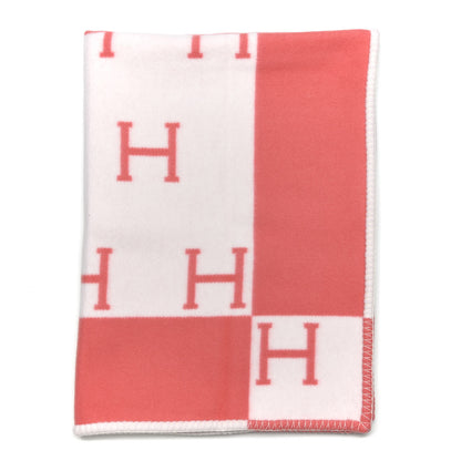 Hermes Wool Cashmere Avalon Baby Blanket Rose Airelle White 1 of 4