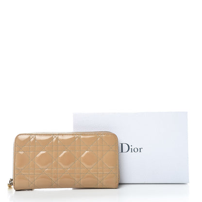 Christian Dior Patent Cannage Lady Dior Continental Zip Wallet Beige 14 of 14