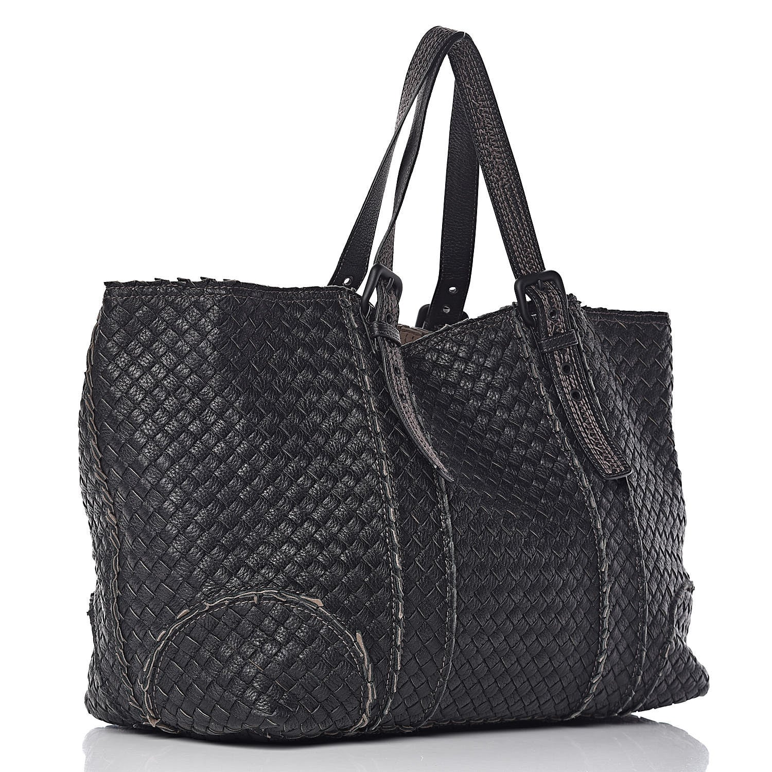 Bottega Veneta Cervo Intrecciato Large Shopping Tote Black 3 of 9