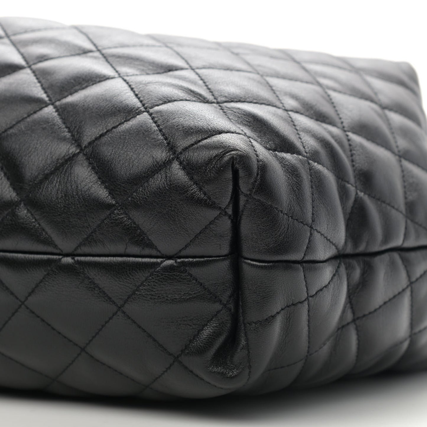 Lambskin Quilted Maxi Icare Shopping Tote Black