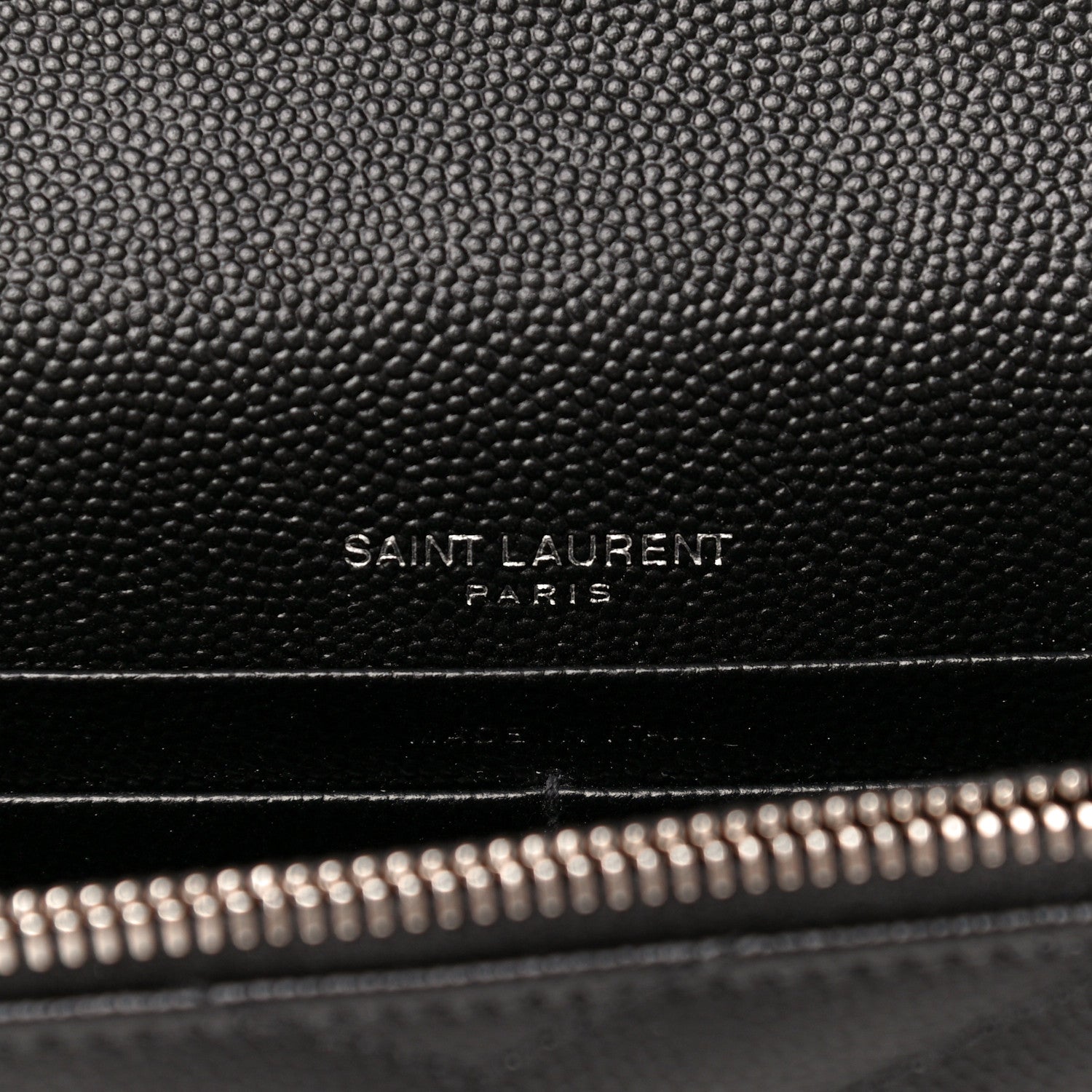 Saint Laurent Grain De Poudre Matelasse Chevron Monogram Envelope Chain Wallet Black 6 of 11