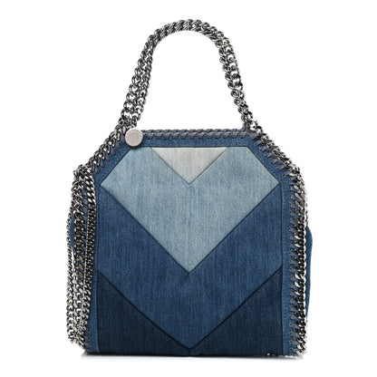 Stella McCartney Eco Denim Chevron Quilted Mini Falabella Fold Over Tote Blue 1 of 8