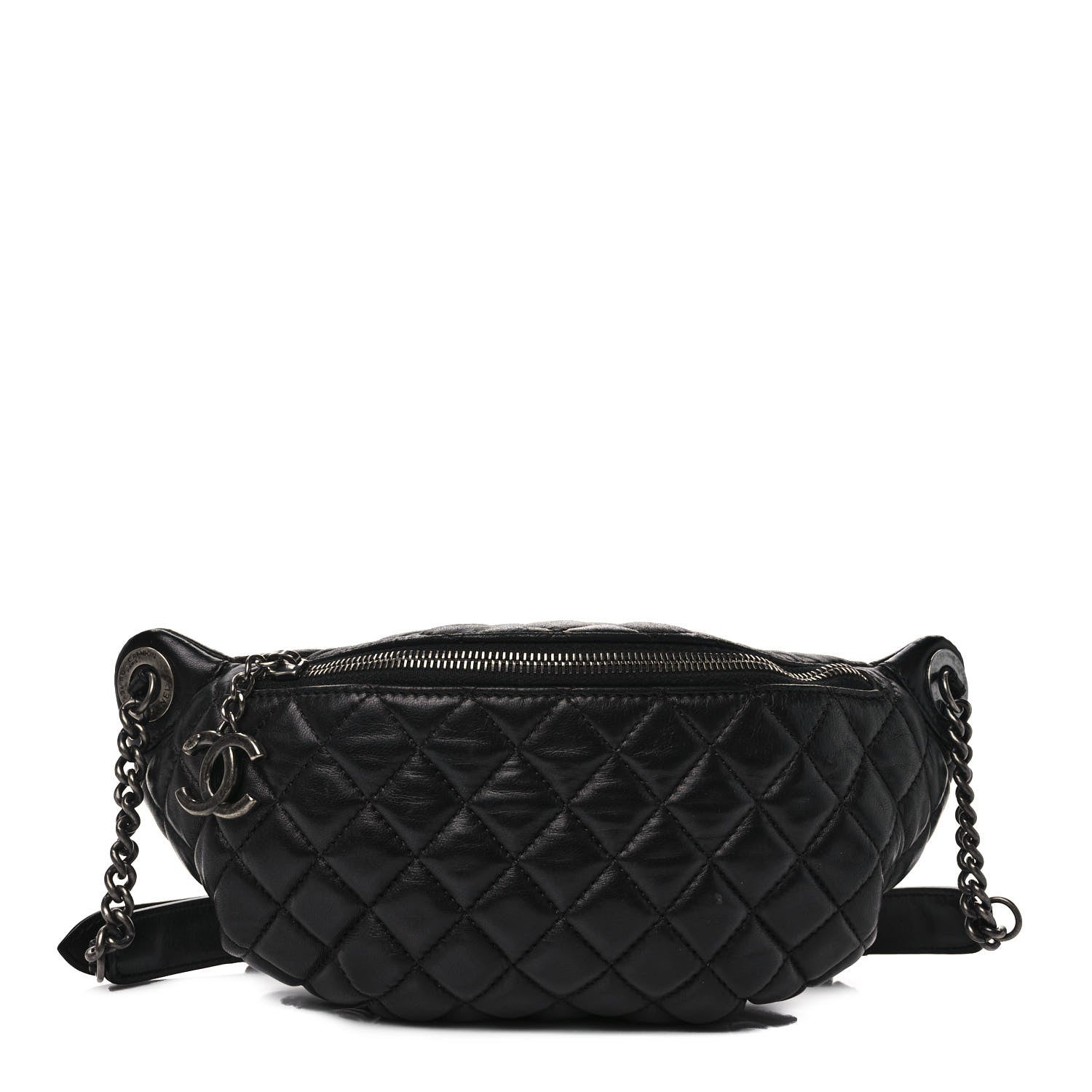 Chanel Lambskin Quilted Banane Waist Bag Fanny Pack Black 1 of 10