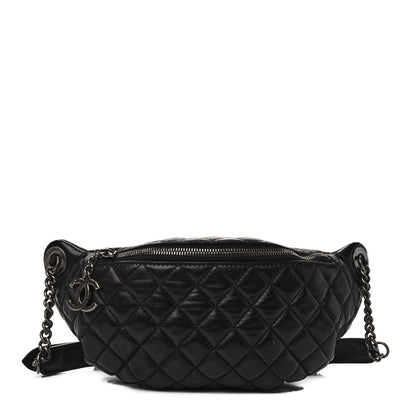 Chanel Lambskin Quilted Banane Waist Bag Fanny Pack Black 1 of 10