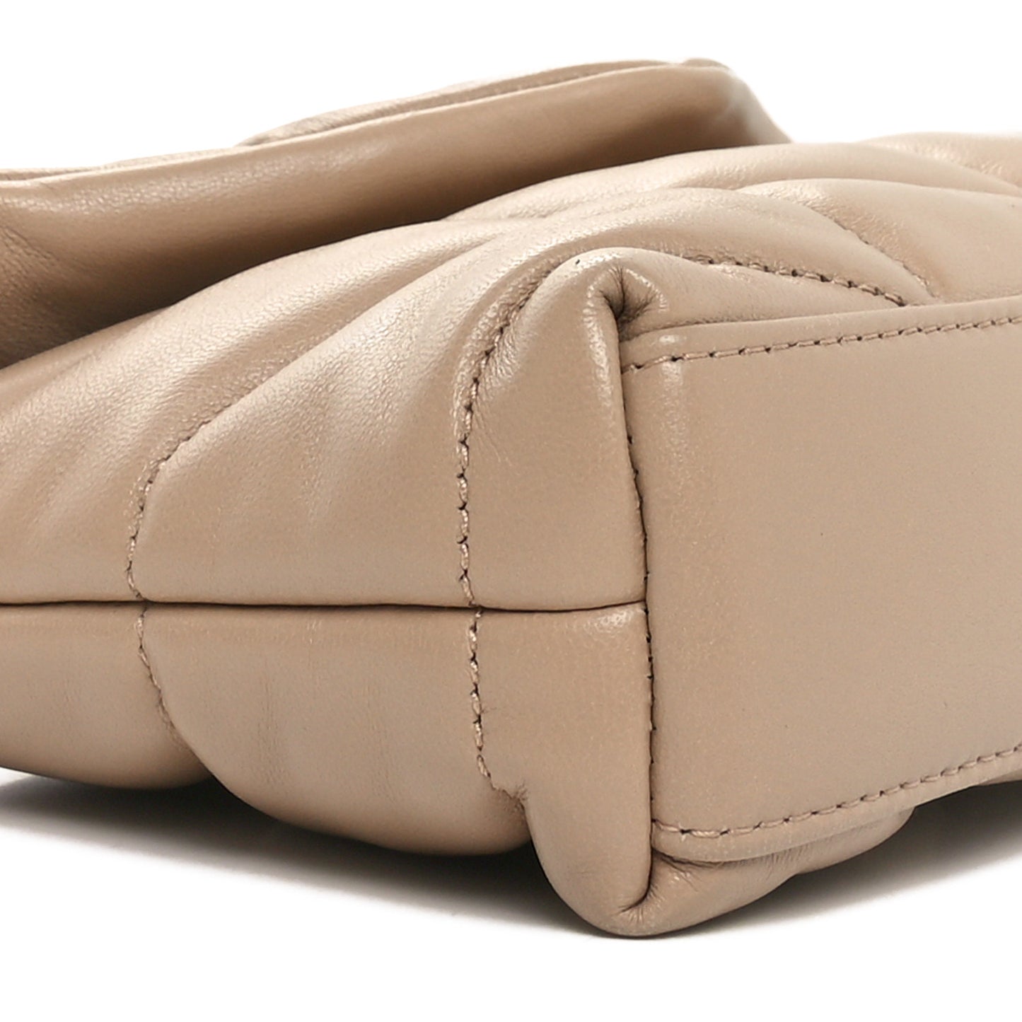 Lambskin Monogram Loulou Puffer Pouch Clutch Dark Beige