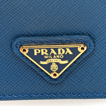 Prada Saffiano Triangle Accordion Card Case Blue 6 of 6