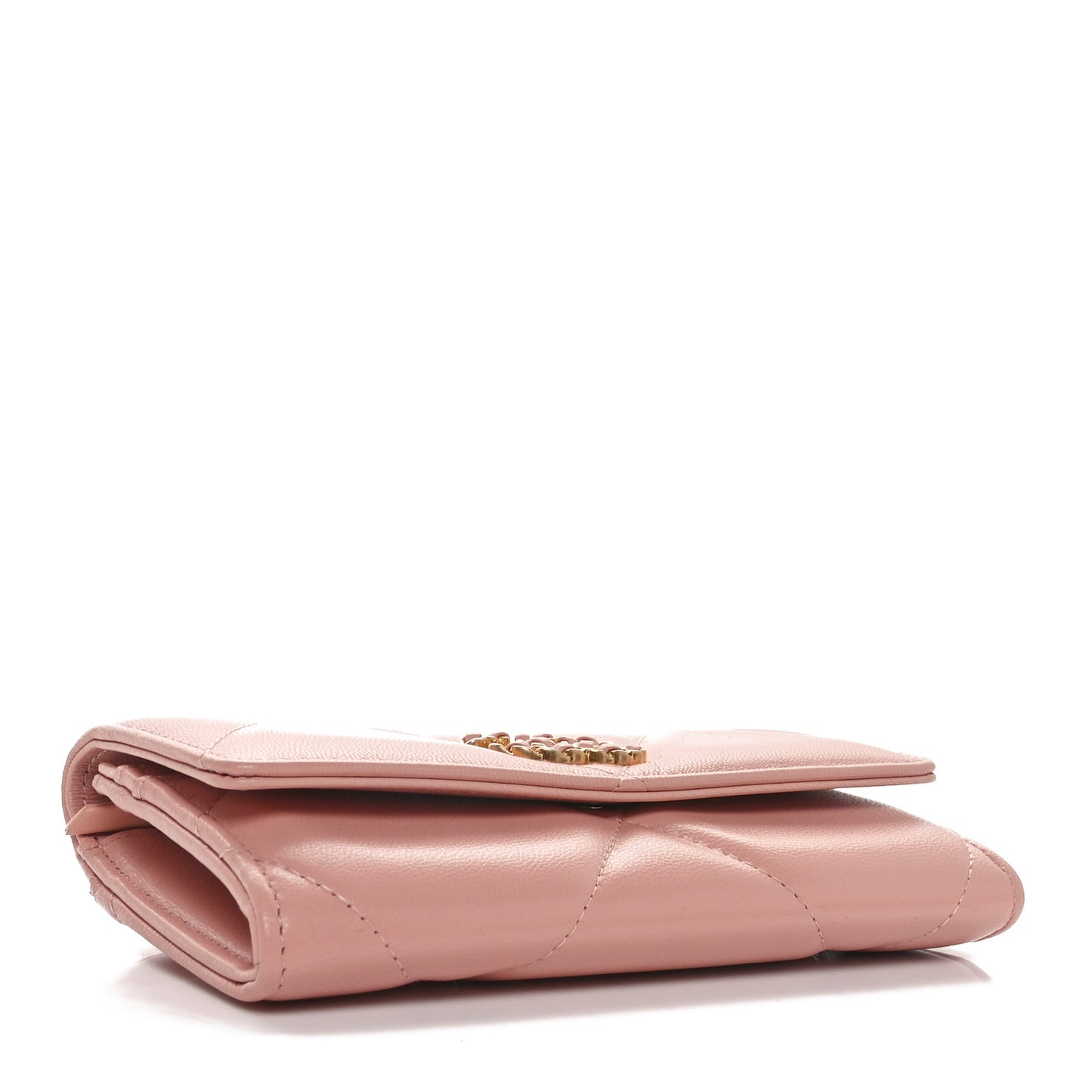 Goatskin Quilted Chanel 19 Flap Wallet Light Pink