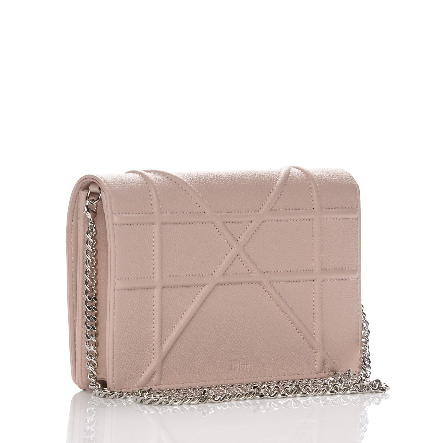 Grained Calfskin Diorama Wallet on Chain Pouch Rose Poudre
