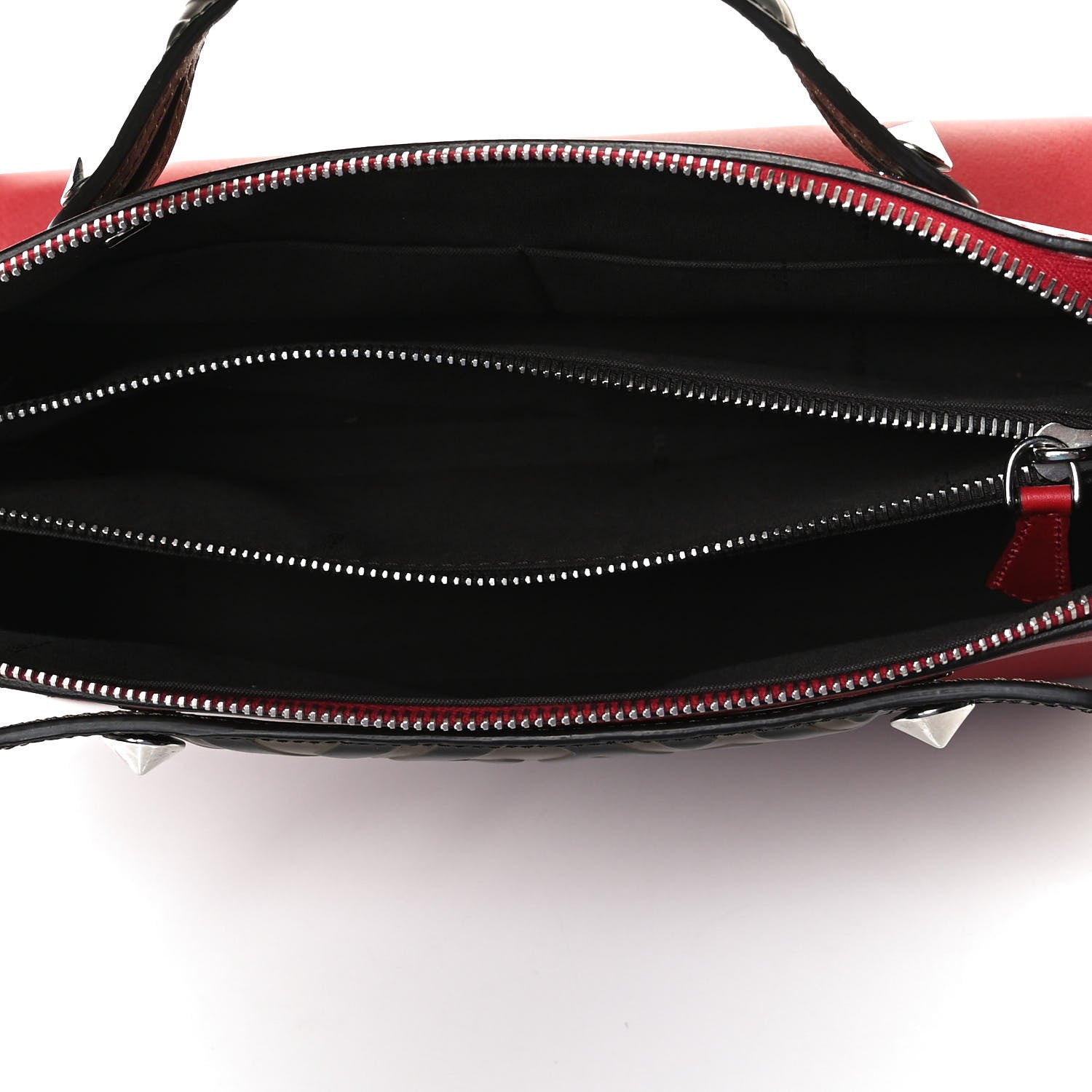 Fendi Vitello Dolce Bi-Color FF 1974 Embossed Medium By The Way Boston Bag Fragola Maya Black 5 of 13