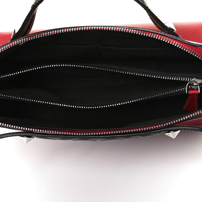 Fendi Vitello Dolce Bi-Color FF 1974 Embossed Medium By The Way Boston Bag Fragola Maya Black 5 of 13