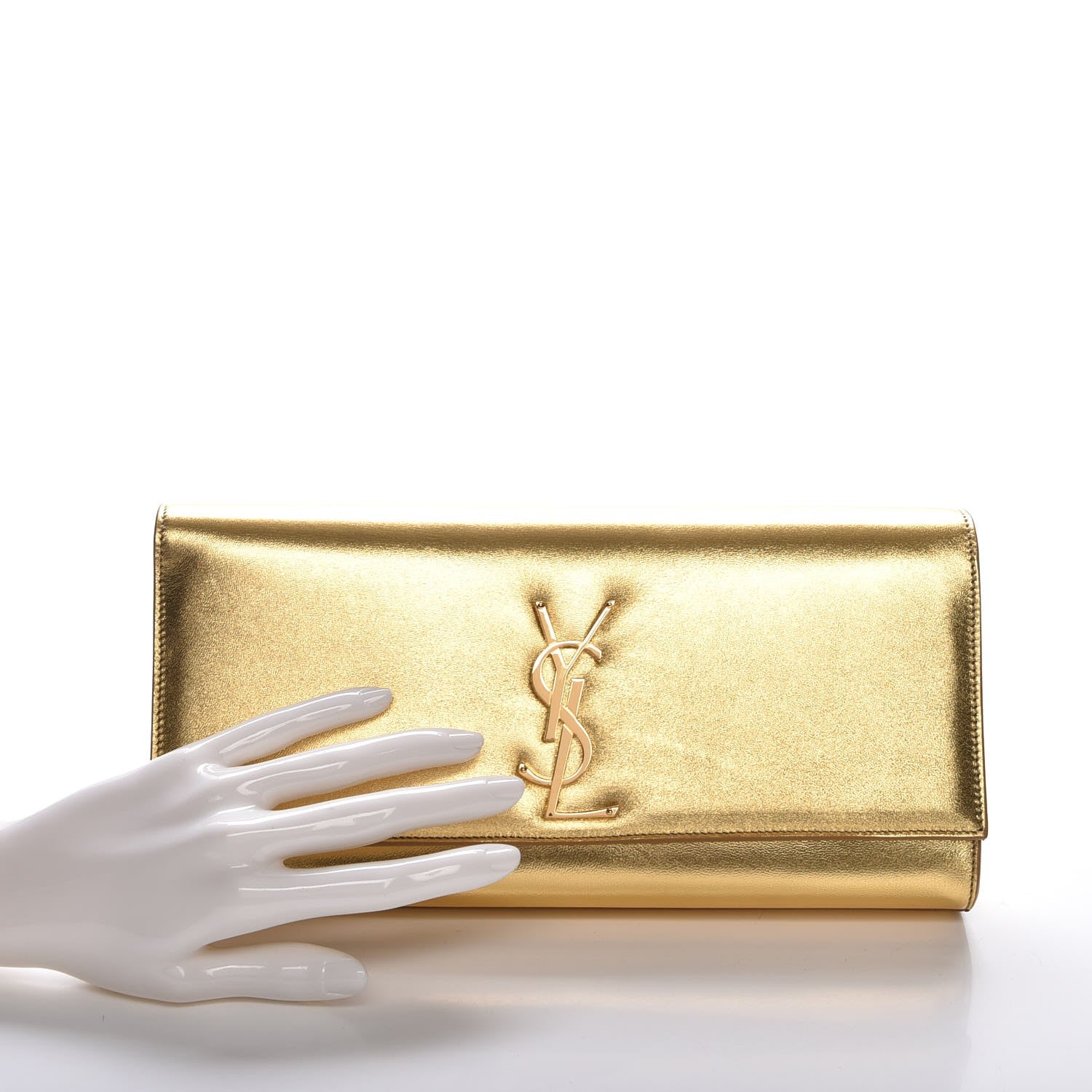 Saint Laurent Metallic Calfskin Monogram Cassandre Clutch Ciad 2 of 6