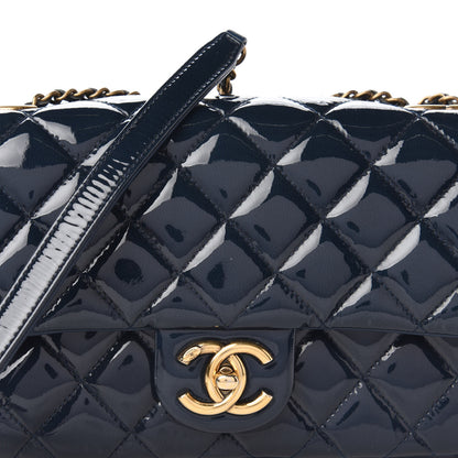 Chanel Patent Goatskin Quilted Medium CC Eyelet Flap Blue 10 of 10