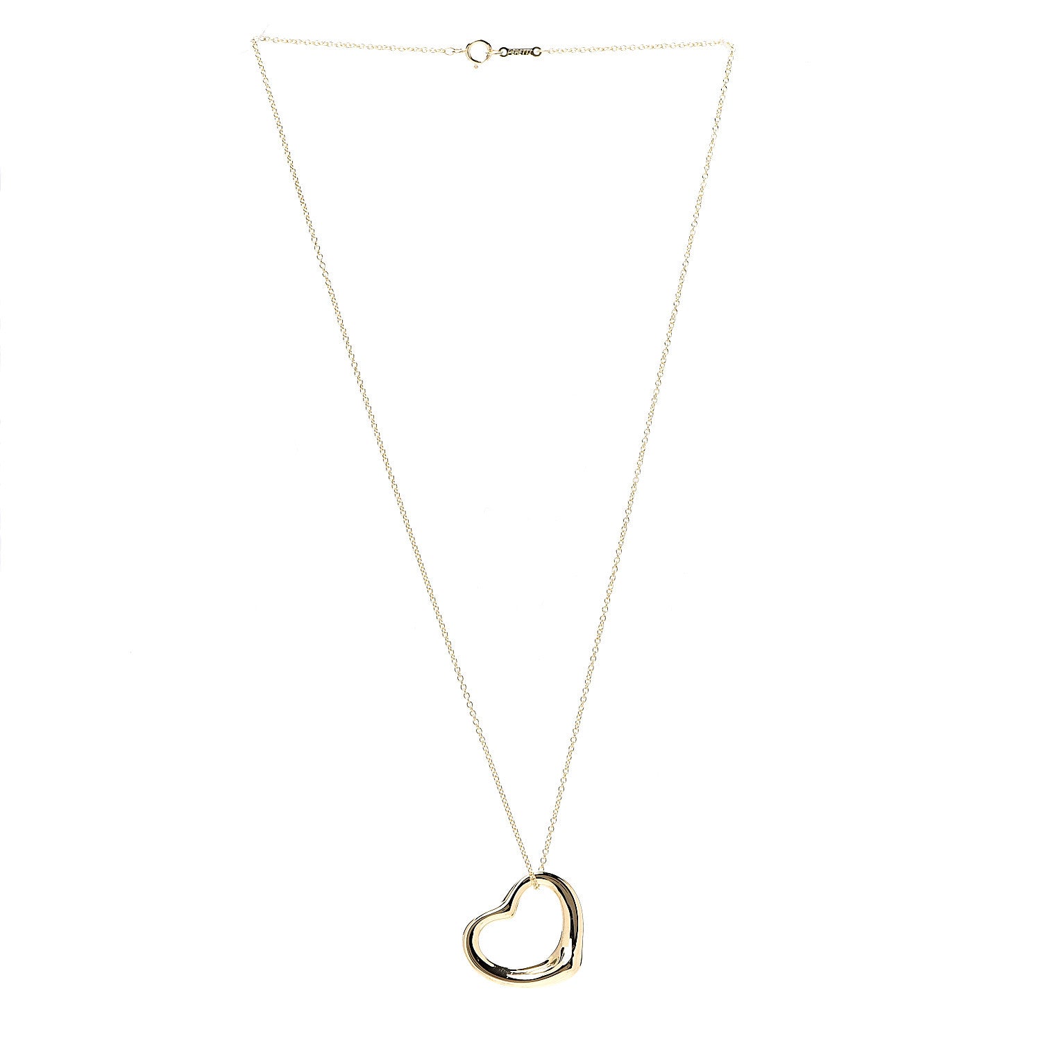 Tiffany 18K Yellow Gold 22mm Elsa Peretti Open Heart Pendant Necklace 2 of 6