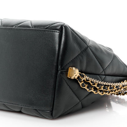 Chanel Lambskin Quilted Crush on Chains Drawstring Small Bucket Bag Black 9 of 10