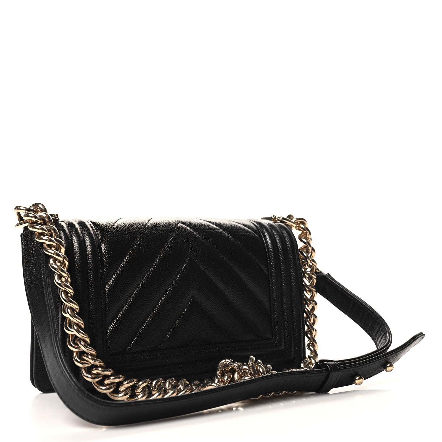 Chanel Caviar Chevron Quilted Small Boy Flap Black 4 of 11