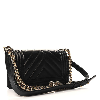 Chanel Caviar Chevron Quilted Small Boy Flap Black 4 of 11