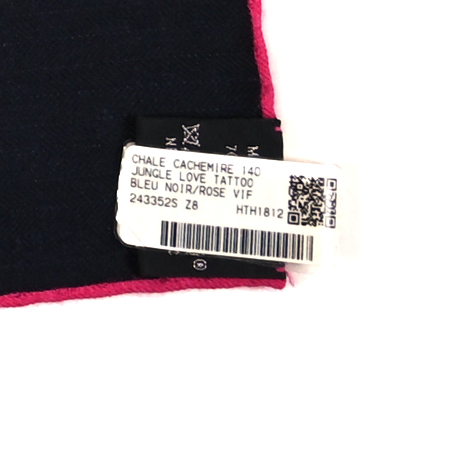 Cashmere Silk Jungle Love Tattoo Shawl 140  Bleu Noir Rose Vif
