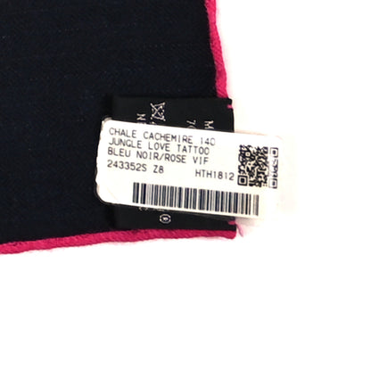 Hermes Cashmere Silk Jungle Love Tattoo Shawl 140  Bleu Noir Rose Vif 3 of 3