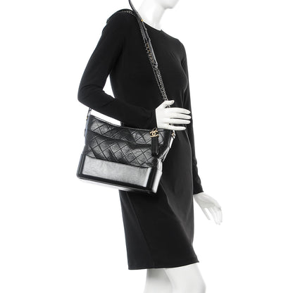 Chanel Aged Calfskin Quilted Medium Gabrielle Hobo Black 2 of 8