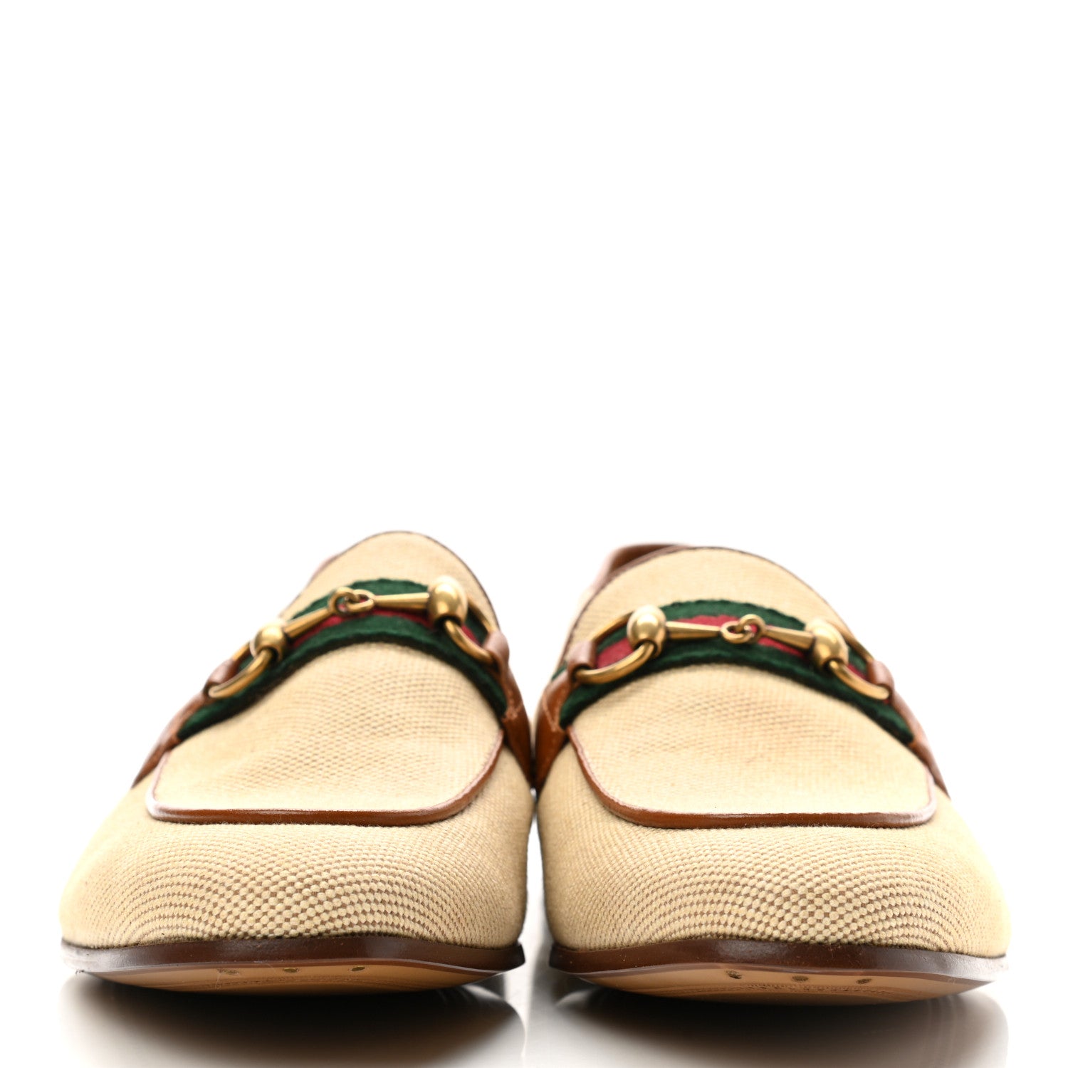 Gucci Canvas Web Mens Brixton Horsebit Loafers 9 Sand Light Cuir 2 of 8