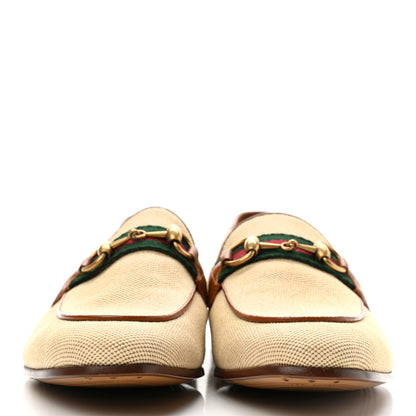 Gucci Canvas Web Mens Brixton Horsebit Loafers 9 Sand Light Cuir 2 of 8