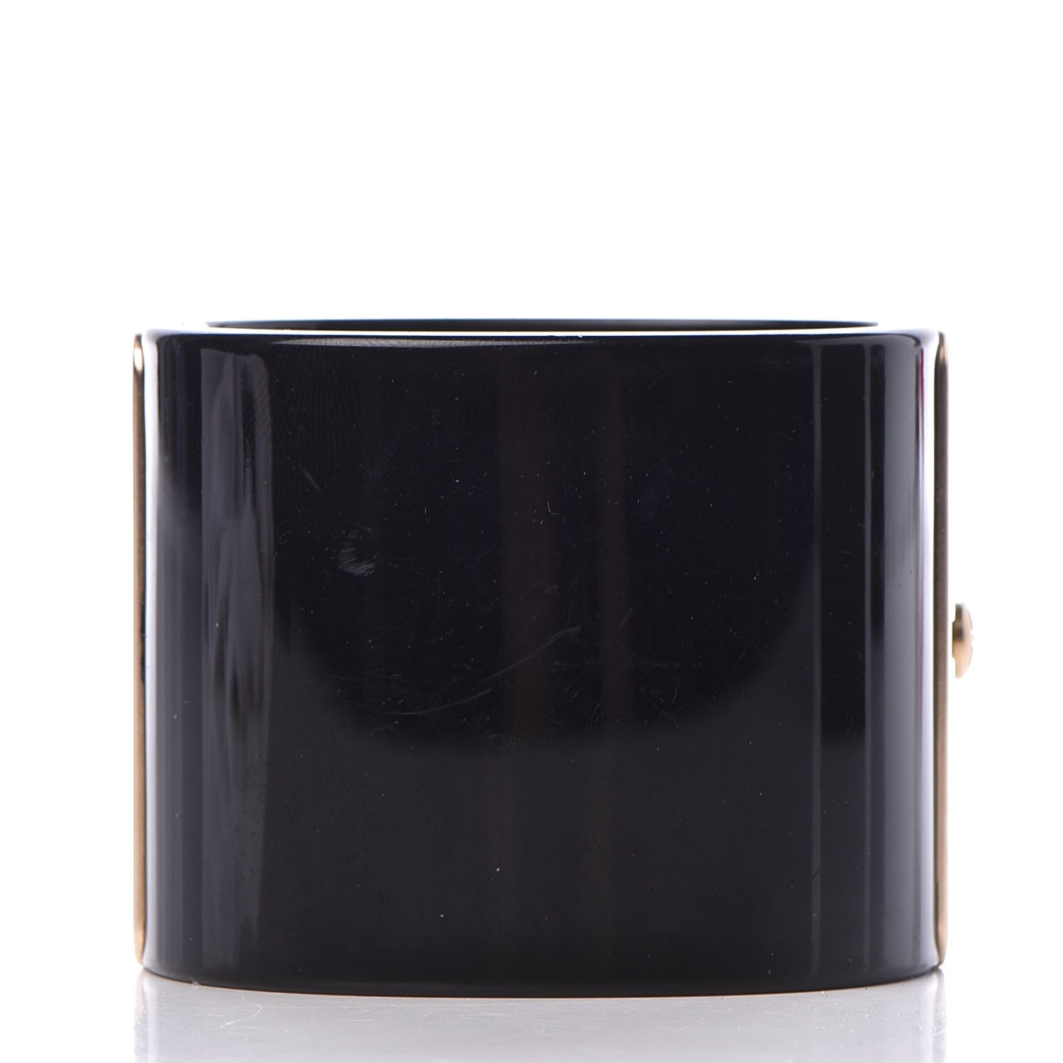 Chanel Resin Crystal CC Cuff Black Gold 3 of 7