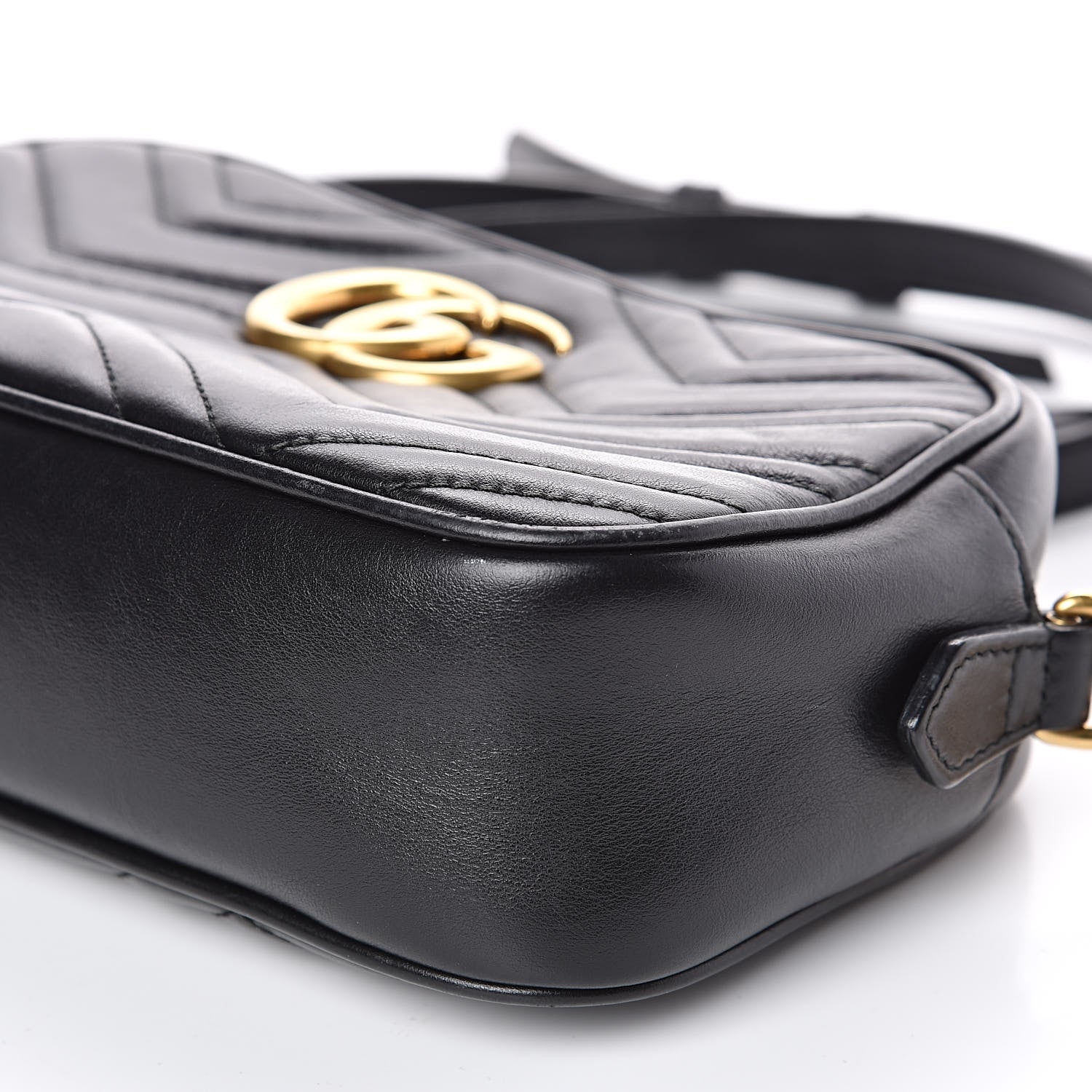 Gucci Calfskin Matelasse Small GG Marmont Chain Shoulder Bag Black 9 of 14