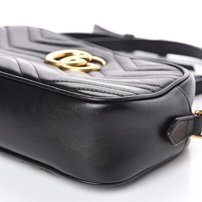 Gucci Calfskin Matelasse Small GG Marmont Chain Shoulder Bag Black 9 of 14