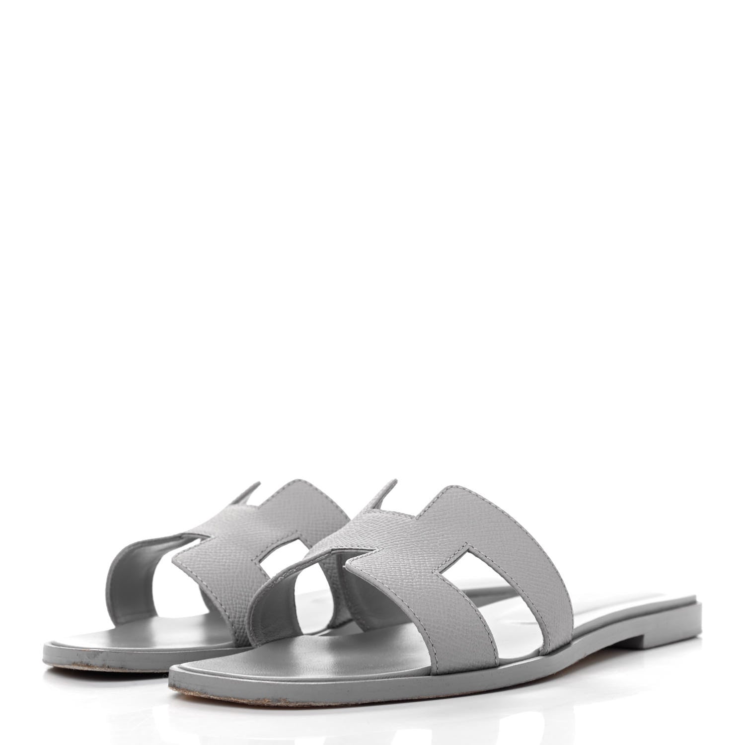 Hermes Epsom Oran Sandals 38 Bleu Glacier 3 of 10
