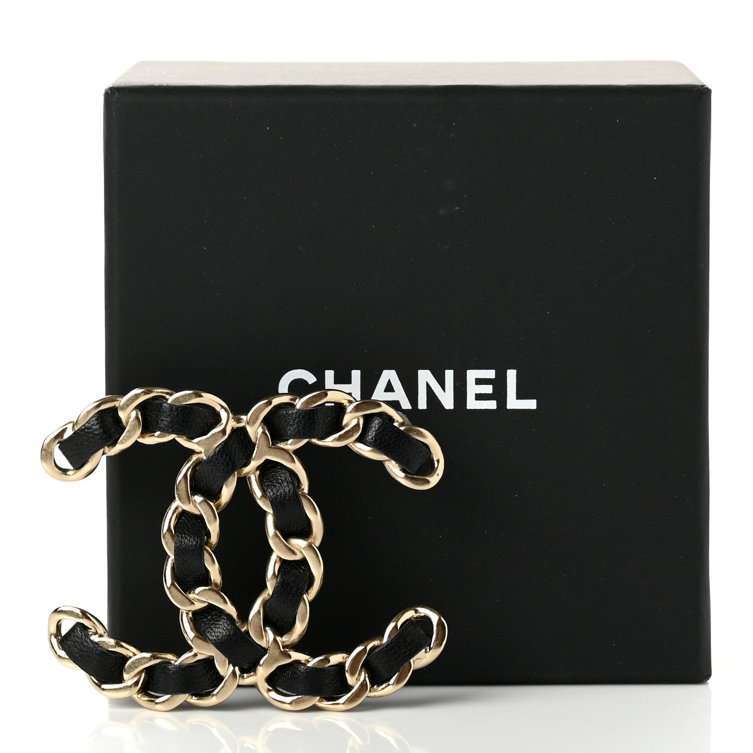 Chanel Lambskin Chain CC Brooch Black Gold 5 of 5