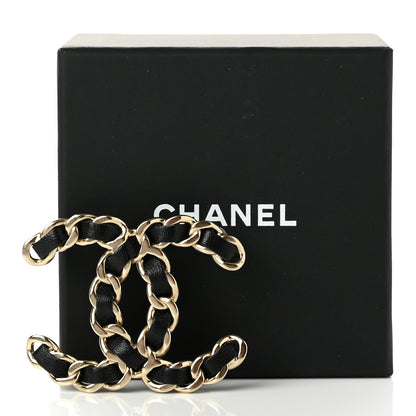 Chanel Lambskin Chain CC Brooch Black Gold 5 of 5