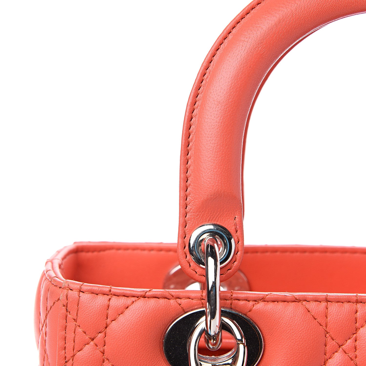 Christian Dior Lambskin Cannage Medium Lady Dior Orange 8 of 13