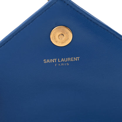 Saint Laurent Sheepskin Matelasse Chevron Monogram Classic Baby Chain Bag Blue Majorelle 6 of 11