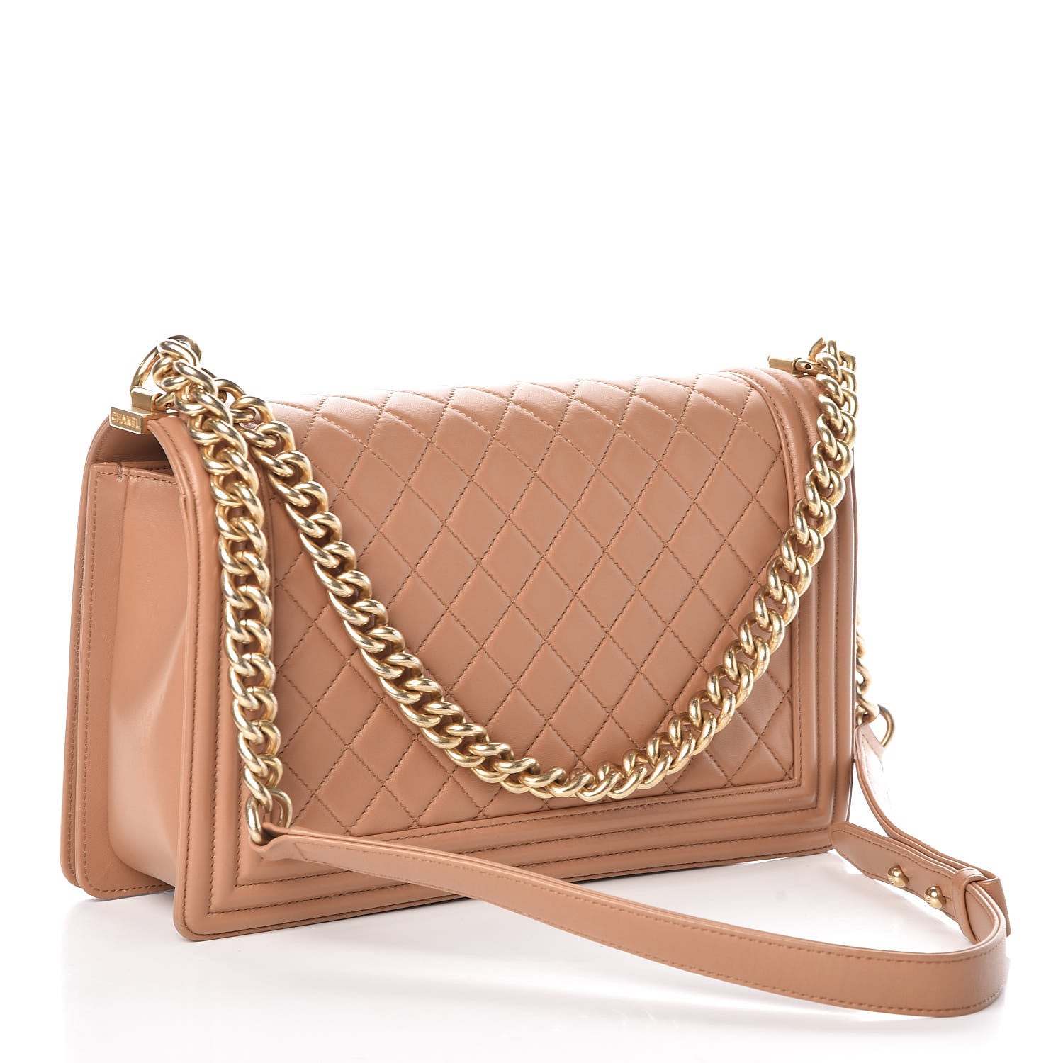Chanel Calfskin Quilted New Medium Boy Flap Dark Beige 3 of 9