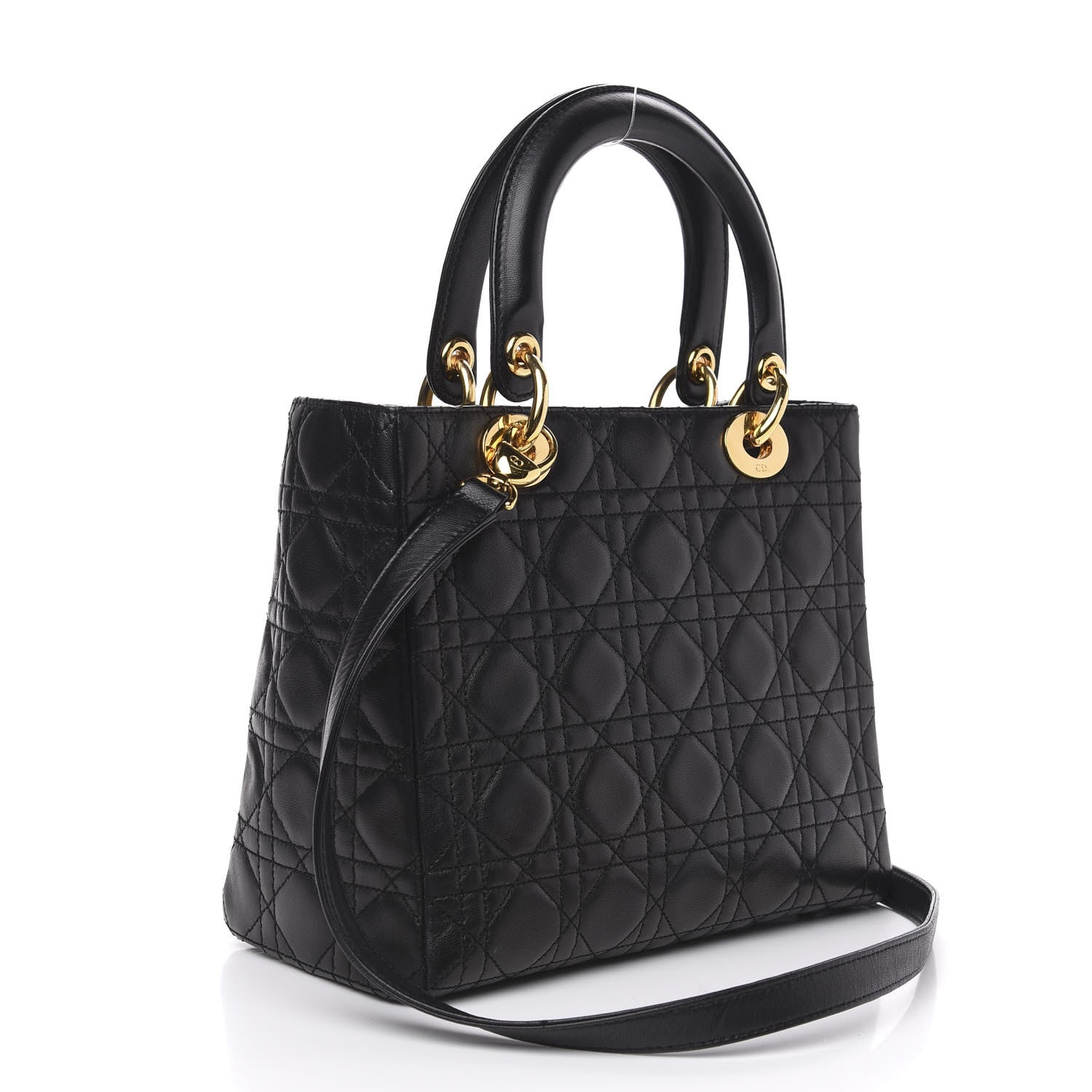 Christian Dior Lambskin Cannage Medium Lady Dior Black 4 of 11