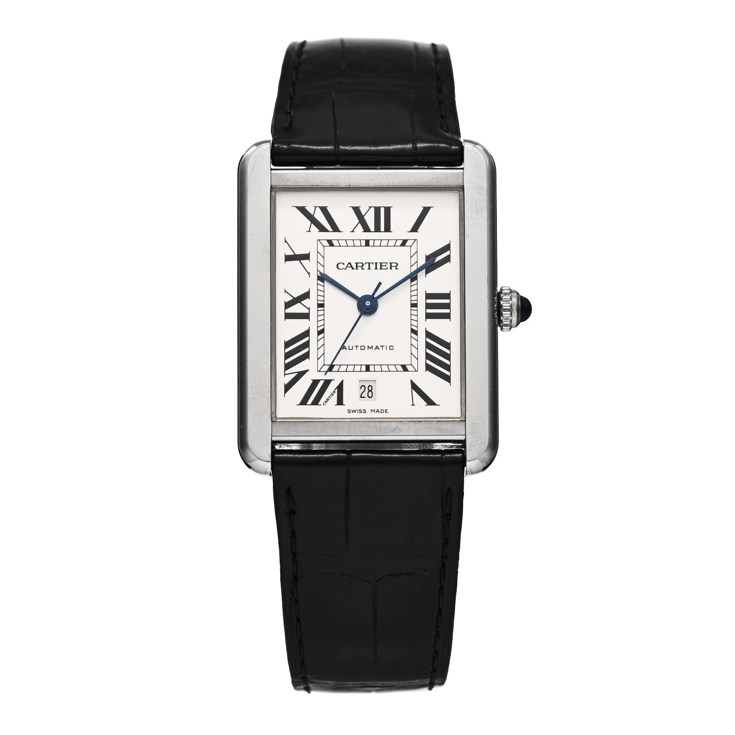 Cartier Stainless Steel Alligator 31mm Tank Solo Automatic Watch 1 of 4