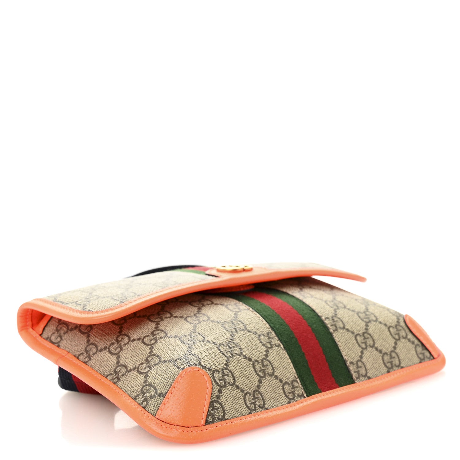 Gucci GG Supreme Monogram Web Small Ophidia Belt Bag Beige Ebony Orange Fluo 4 of 13