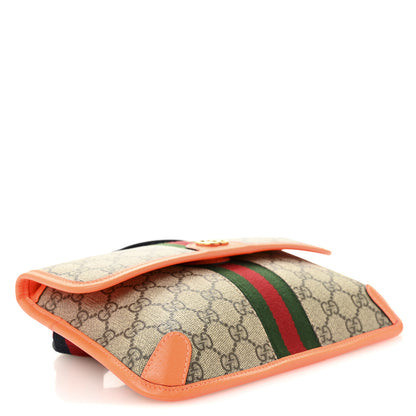 Gucci GG Supreme Monogram Web Small Ophidia Belt Bag Beige Ebony Orange Fluo 4 of 13