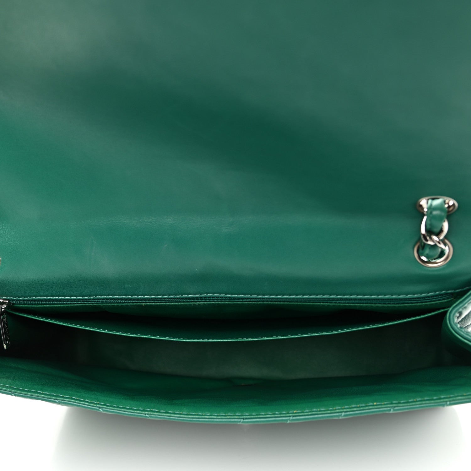 Chanel Lambskin Chevron Quilted Maxi Single Flap Green 5 of 15