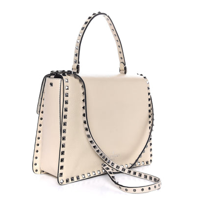 Valentino Garavani Grained Calfskin Rockstud Top Handle Flap Shoulder Bag Light Ivory 2 of 10