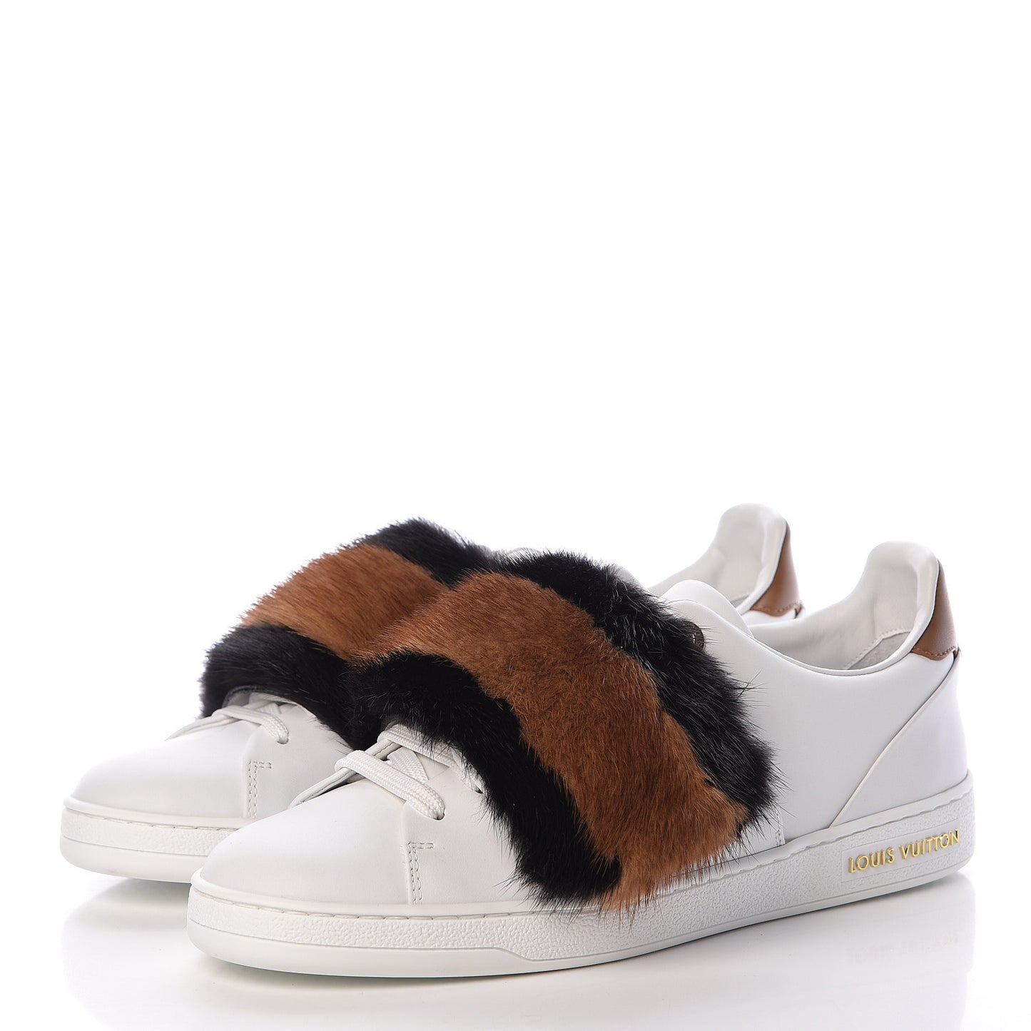 Calfskin Mink Fur Frontrow Sneakers 37.5 White