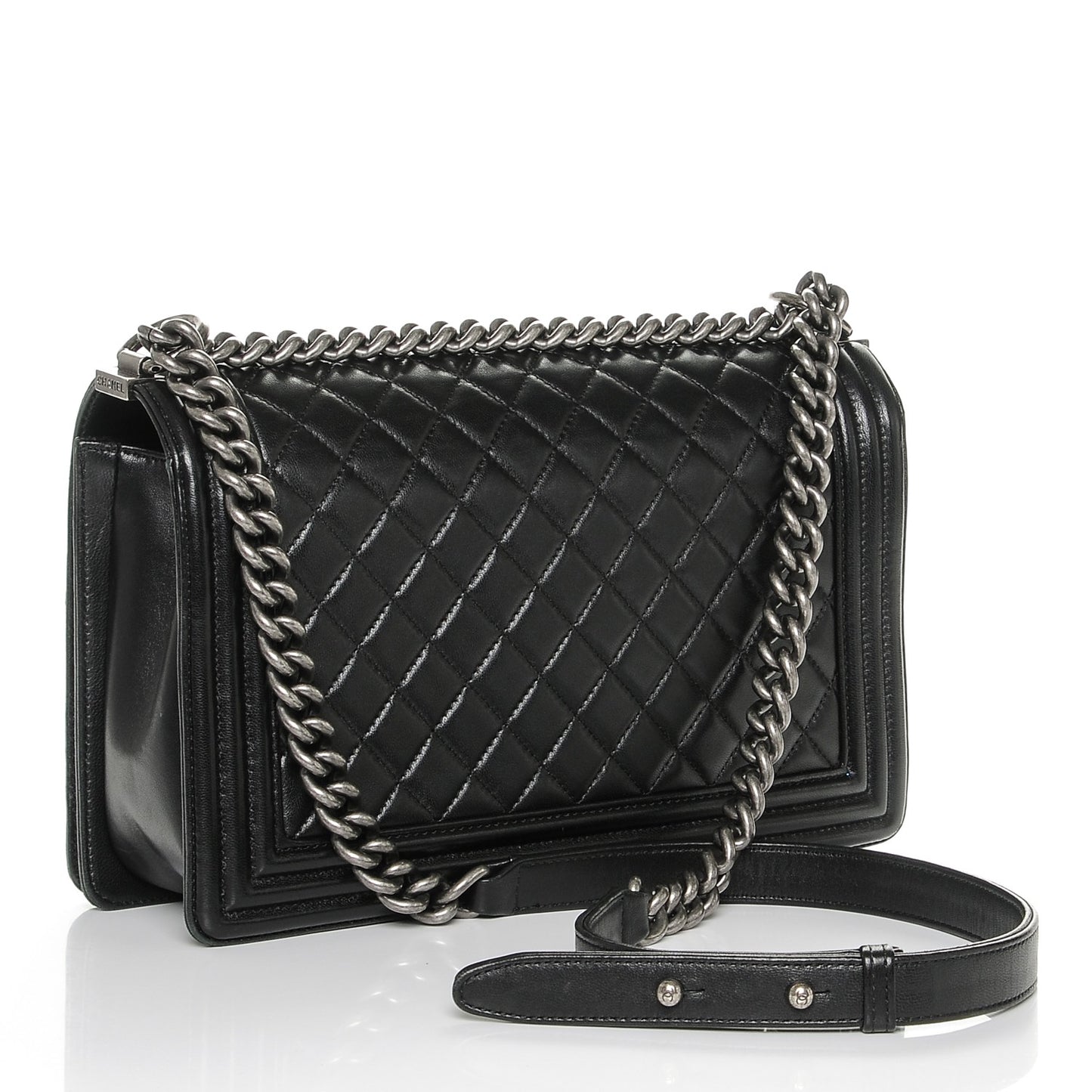 Lambskin Quilted New Medium Boy Flap Black