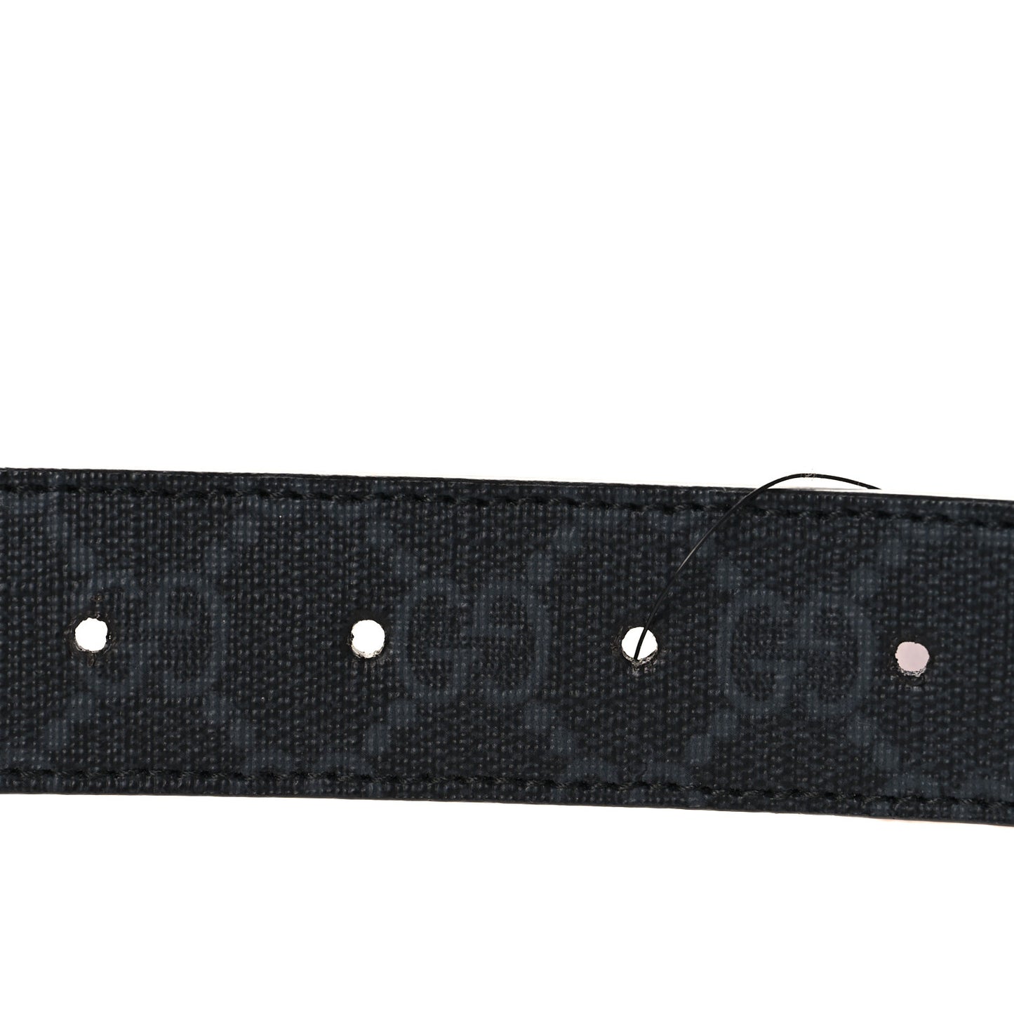 GG Supreme Monogram Plutone Calfskin Enamel Double G 30mm Belt 80 32 Black Metal Blue