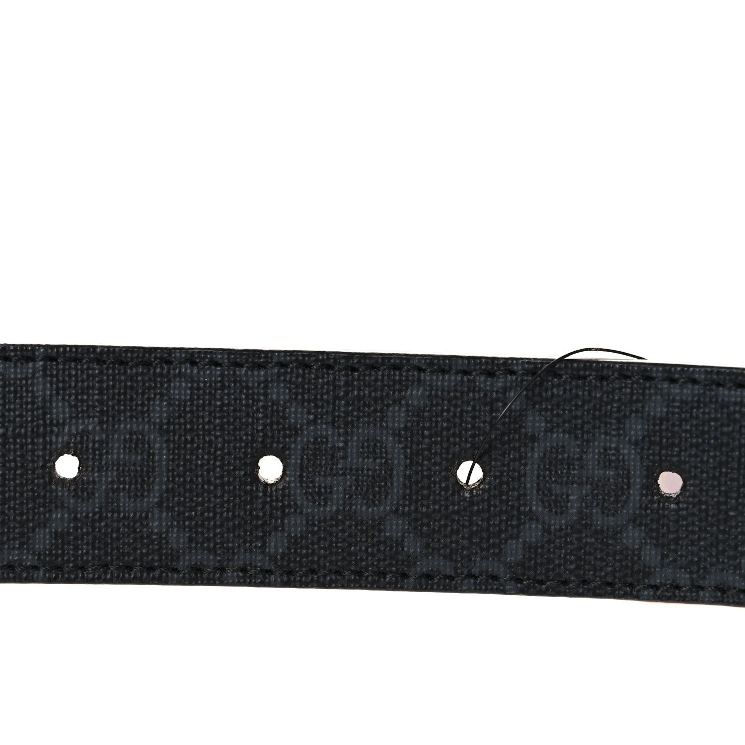 Gucci GG Supreme Monogram Plutone Calfskin Enamel Double G 30mm Belt 80 32 Black Metal Blue 5 of 5
