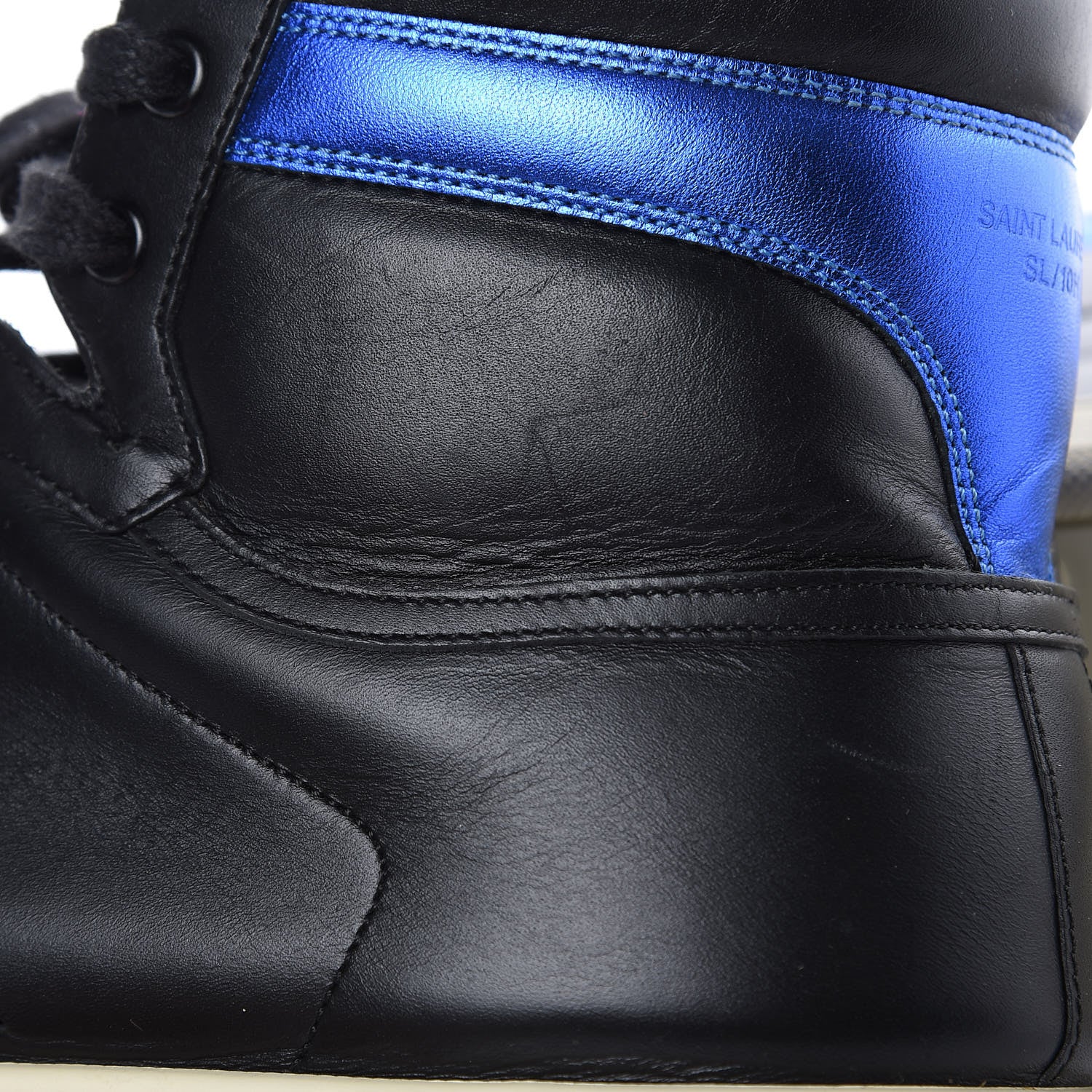 Saint Laurent Calfskin Court Classic SL/10H High Top Sneakers 44 Black Blue 10 of 14