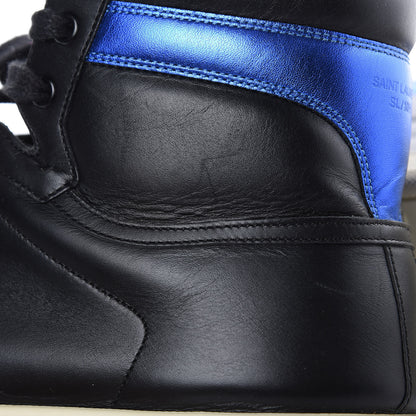 Saint Laurent Calfskin Court Classic SL/10H High Top Sneakers 44 Black Blue 10 of 14