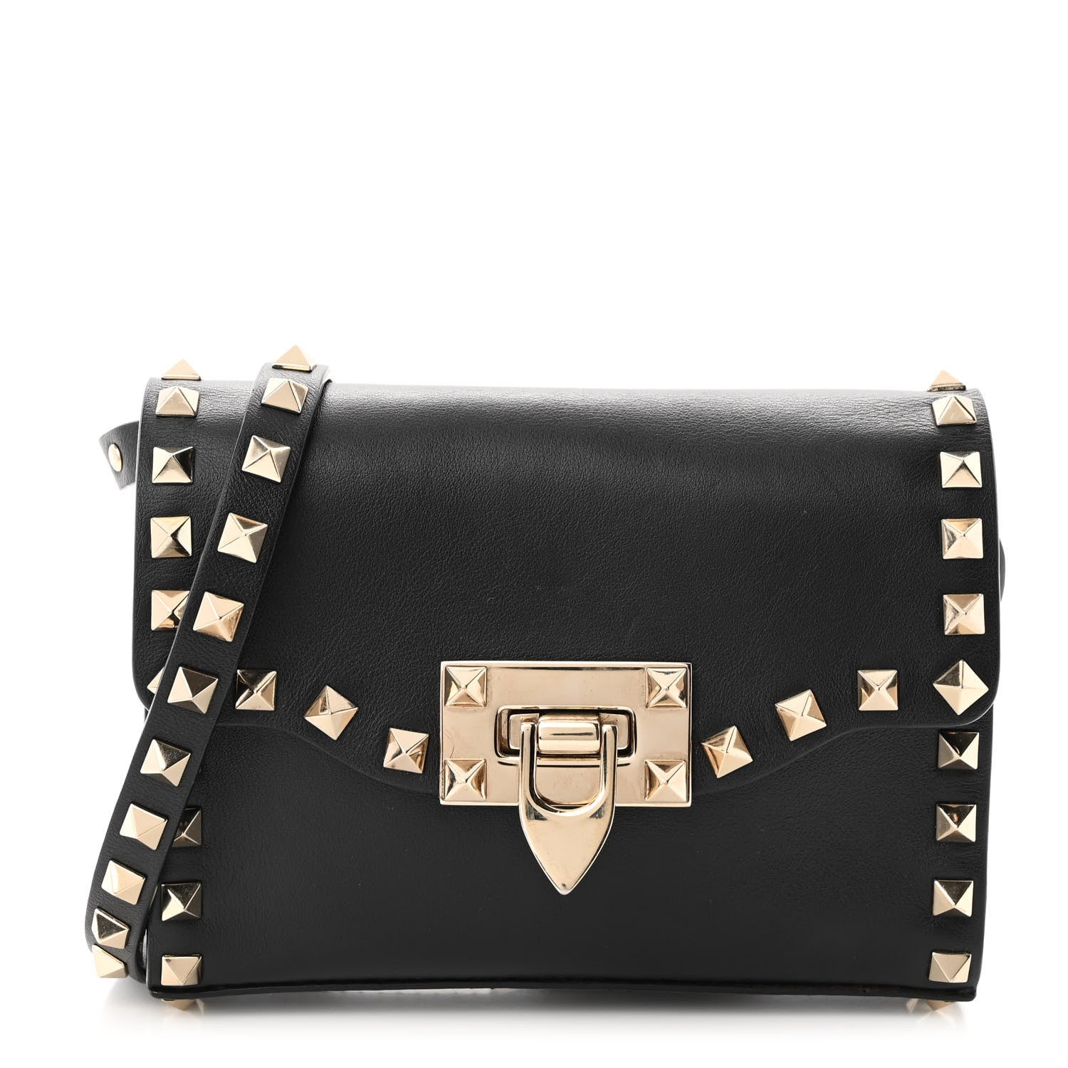 Valentino Garavani Vitello Mini Rockstud Flip Lock Crossbody Bag Black 1 of 9