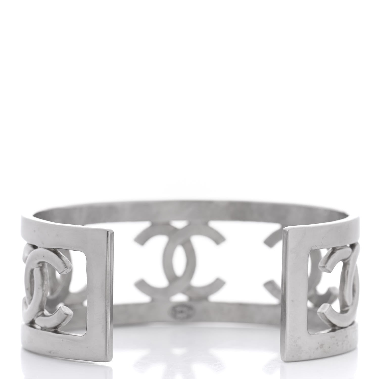 Chanel Metal Logo CC Cuff Silver 3 of 4