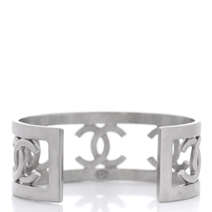 Chanel Metal Logo CC Cuff Silver 3 of 4