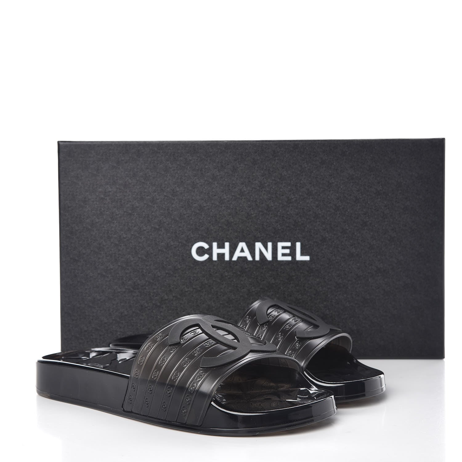 Chanel PVC Transparent CC Flat Slide Sandals 36 Black 8 of 8